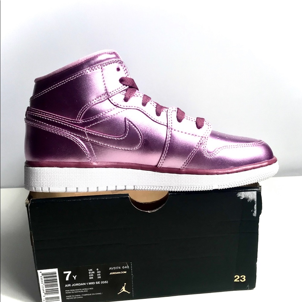 Just In Air Jordan 1 mid metallic Pink Rose GS - Picture 5 of 8